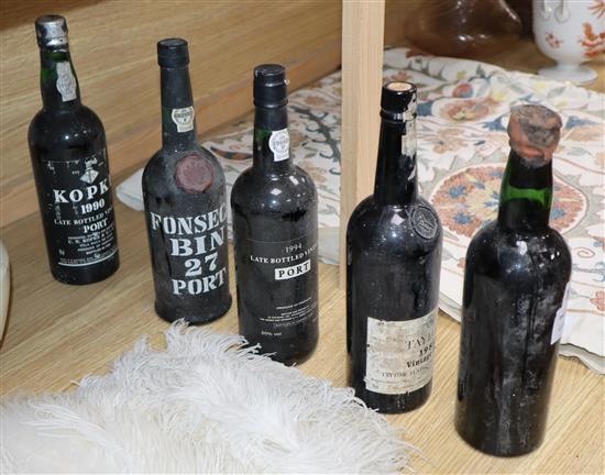 Five bottles of Port